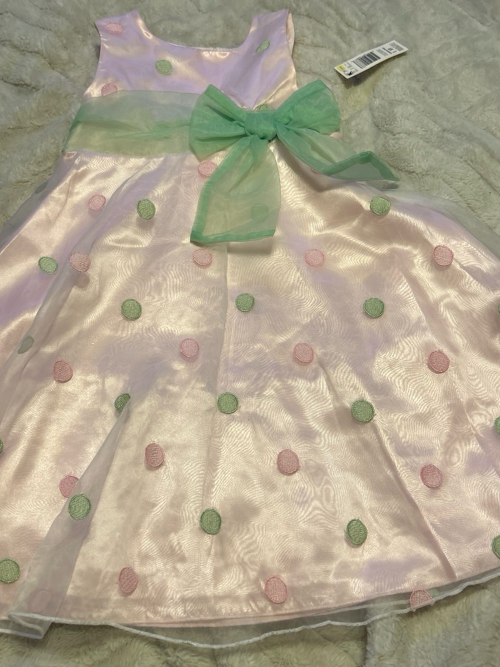Wonderkids Pink and Green Polka Dot Formal Dress